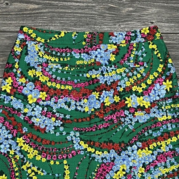 Talbots Green Floral Staight Pencil Skirt Size 2 Woven 28 1/2 Waist Stretch - Picture 3 of 16